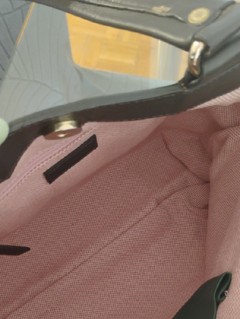 Dooney & Bourke Green Pebbled Leather Shoulder Tote with Dark Brown Trim - Picture 6 of 7